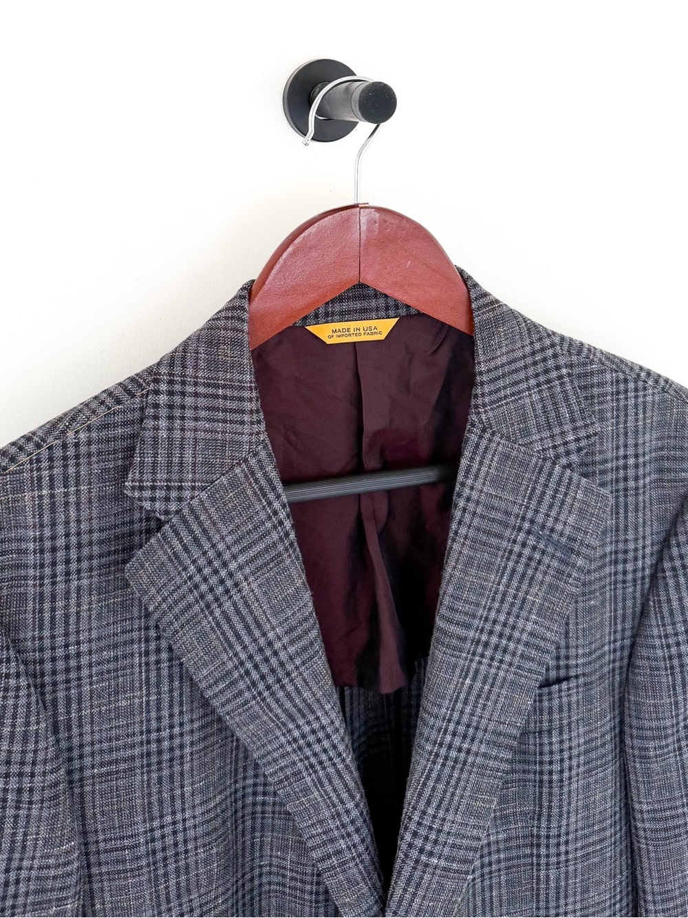 NEW Hickey Freeman Wool Silk Linen Gray Blue Plaid Blazer Sport Coat 40R Men's - Picture 1 of 16
